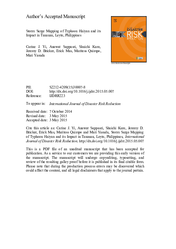(PDF) Storm surge mapping of typhoon Haiyan and its impact in Tanauan ...