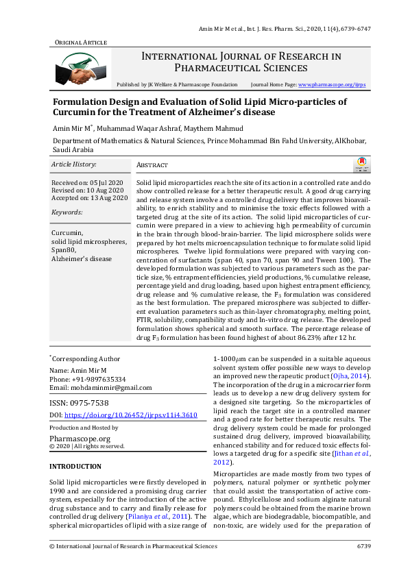 (PDF) Formulation Design and Evaluation of Solid Lipid Micro-particles ...