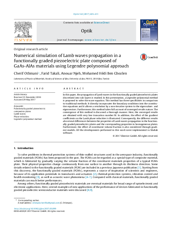 (PDF) Numerical simulation of Lamb waves propagation in a functionally ...