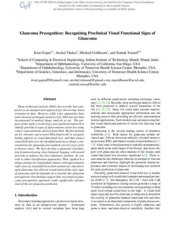 (PDF) Glaucoma Precognition: Recognizing Preclinical Visual Functional ...