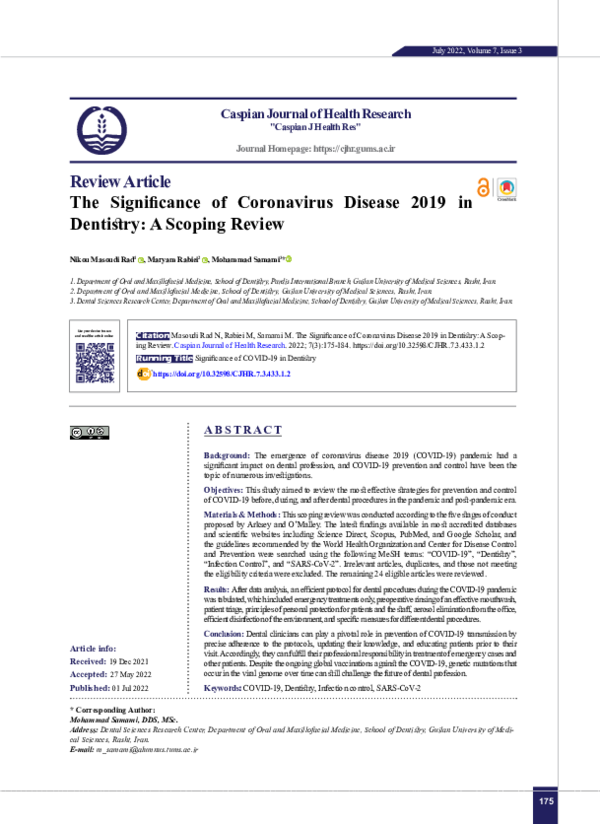(PDF) The Significance of Coronavirus Disease 2019 in Dentistry: A ...