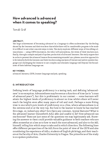 (PDF) How advanced is advanced when it comes to speaking