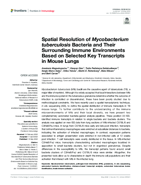 (PDF) Spatial Resolution of Mycobacterium tuberculosis Bacteria and ...