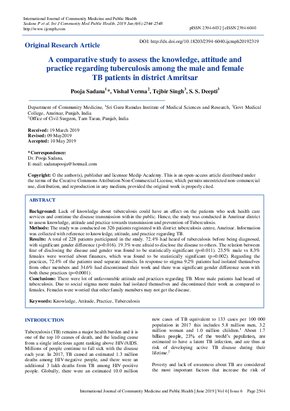 (PDF) A comparative study to assess the knowledge, attitude and ...
