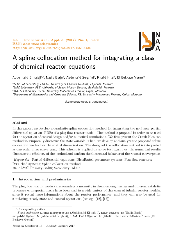 (PDF) A spline collocation method for integrating a class of chemical ...