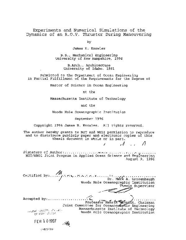 (PDF) Experiments and numerical simulations of the dynamics of an R.O.V ...