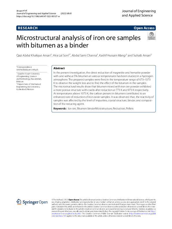 (PDF) Microstructural analysis of iron ore samples with bitumen as a binder