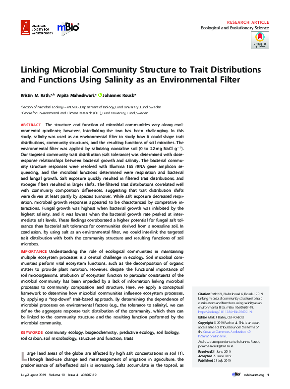 (PDF) Linking Microbial Community Structure to Trait Distributions and ...