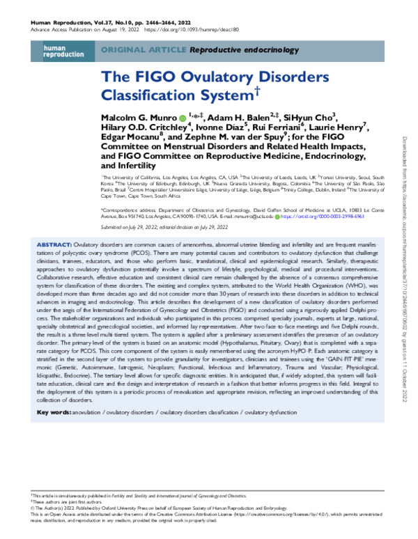 (PDF) The FIGO Ovulatory Disorders Classification System