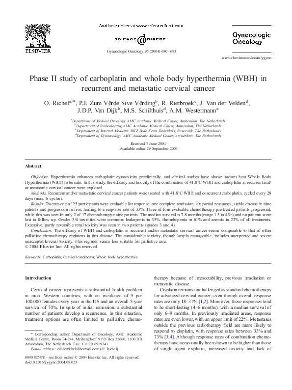 (PDF) Phase II study of carboplatin and whole body hyperthermia (WBH ...