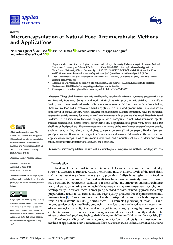 (PDF) Microencapsulation of Natural Food Antimicrobials: Methods and ...
