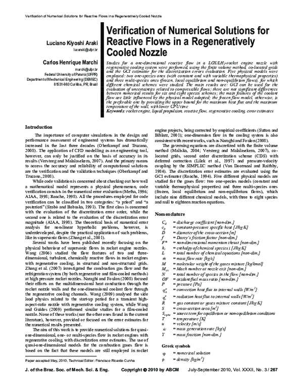 (PDF) Verification of numerical solutions for reactive flows in a ...