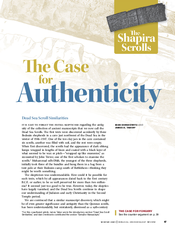 (PDF) The Shapira Scrolls: The Case for Authenticity Dershowitz and Tabor