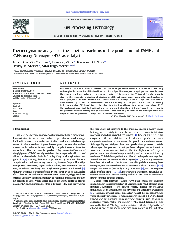 (PDF) Thermodynamic analysis of the kinetics reactions of the ...