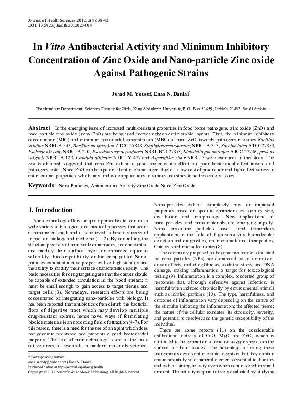 (PDF) In Vitro Antibacterial Activity and Minimum Inhibitory ...