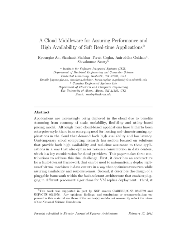 (PDF) A cloud middleware for assuring performance and high availability ...