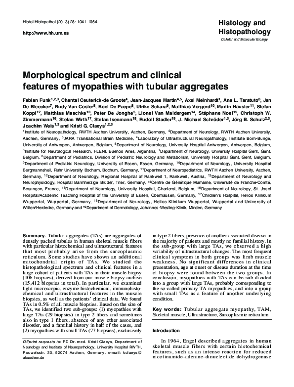 (PDF) Morphological spectrum and clinical features of myopathies with ...