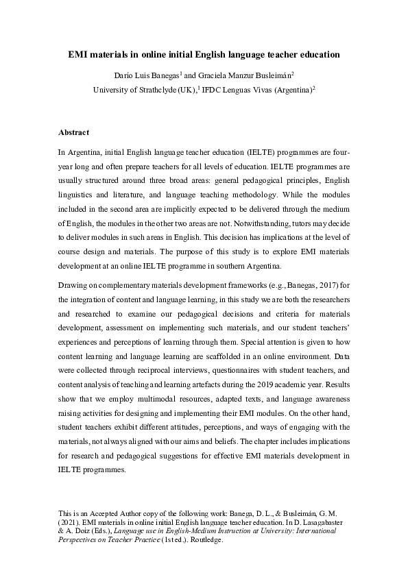 (PDF) EMI Materials in Online Initial English Language Teacher Education
