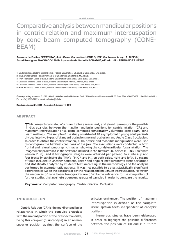 (PDF) Comparative analysis between mandibular positions in centric ...