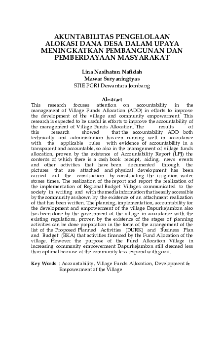 Laporan akuntabilitas pengelolaan dana desa