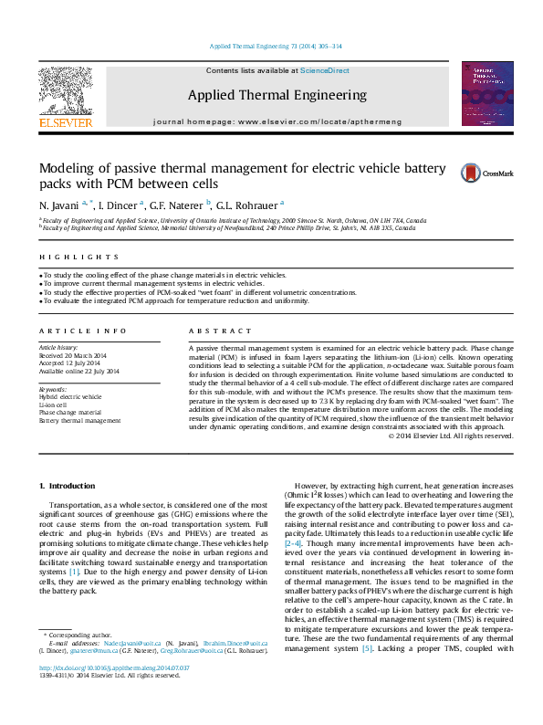 (PDF) Modeling of passive thermal management for electric vehicle ...