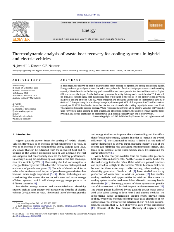 (PDF) Thermodynamic analysis of waste heat recovery for cooling systems ...