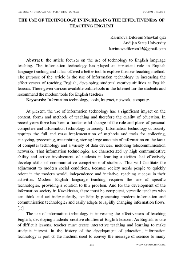 (PDF) The Use of Technology in Increasing the Effectiveness of Teaching ...