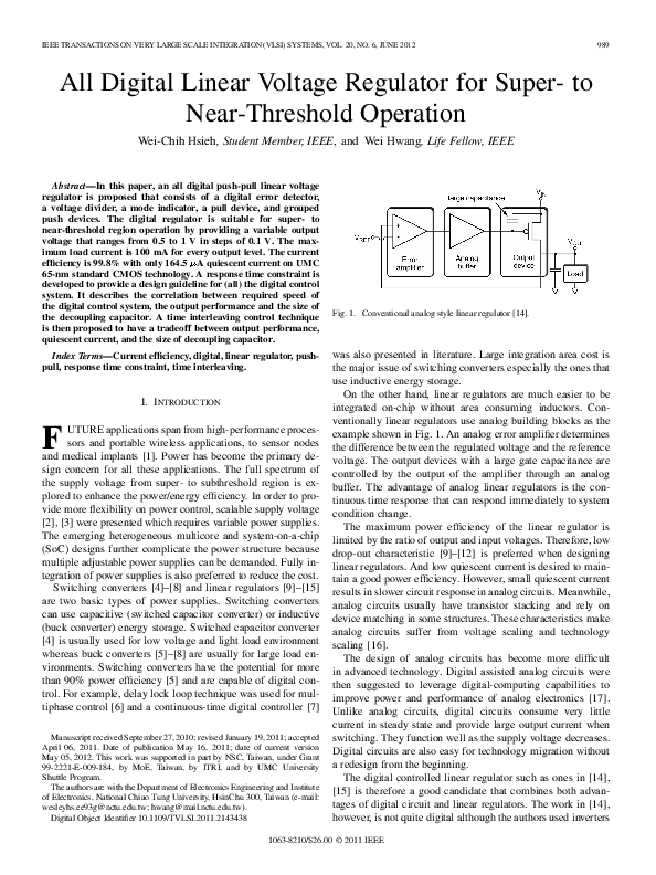 (PDF) All Digital Linear Voltage Regulator for Super- to Near-Threshold ...