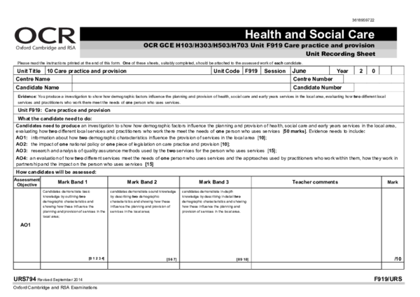 (PDF) Unit Title 10 Care practice and provision Unit Code F919 Session ...