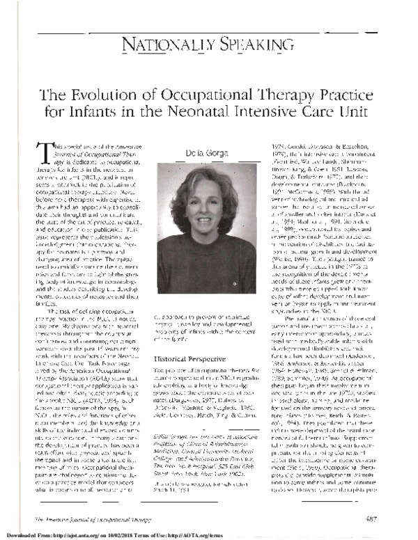 (PDF) The Evolution of Occupational Therapy Practice for Infants in the ...