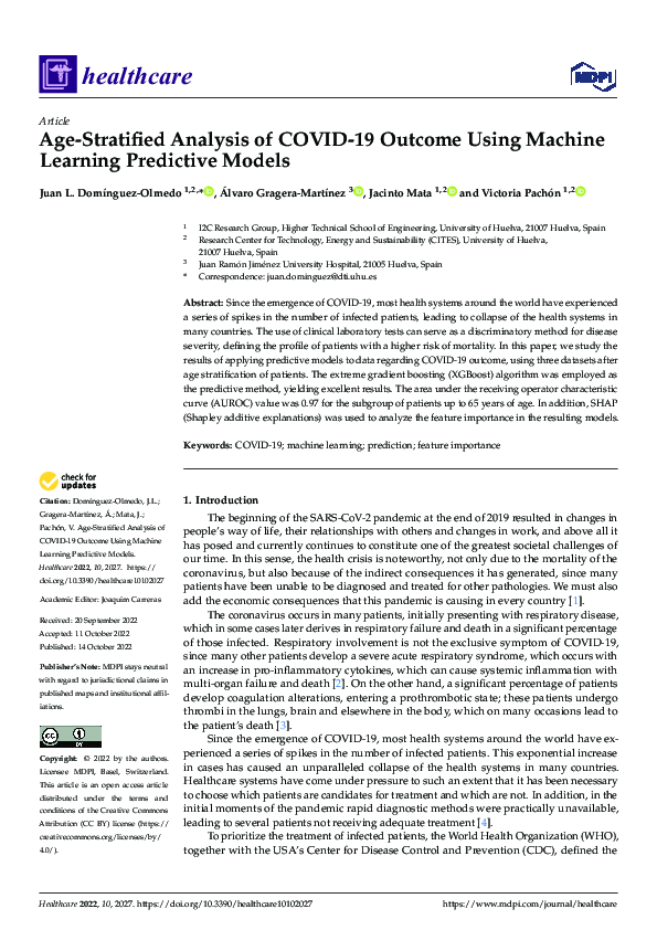 (PDF) Age-Stratified Analysis of COVID-19 Outcome Using Machine ...