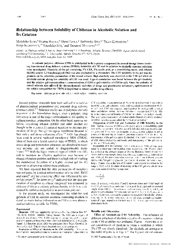 (PDF) Relationship between Solubility of Chitosan in Alcoholic Solution ...