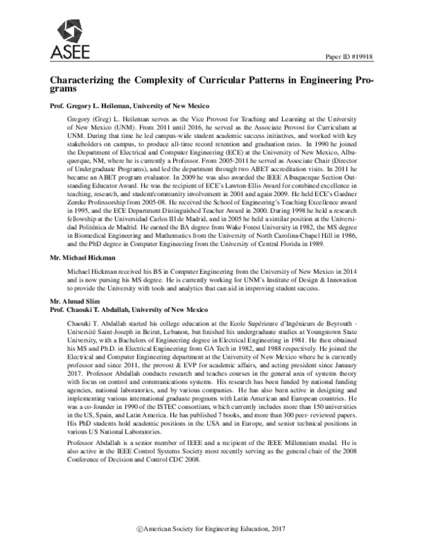 (PDF) Characterizing the Complexity of Curricular Patterns in ...