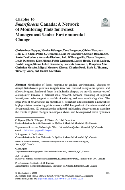 (PDF) Smartforests Canada: A Network of Monitoring Plots for Forest ...