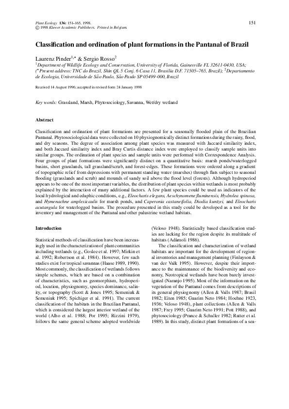(PDF) Classification and ordination of plant formations in the Pantanal ...