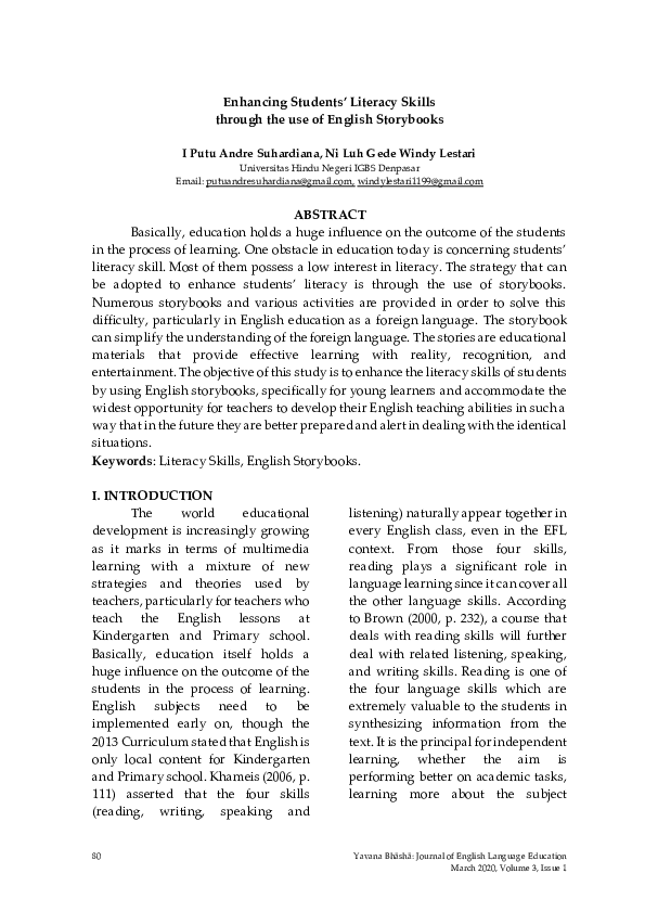 (PDF) Enhancing Students’ Literacy Skills through the use of English ...
