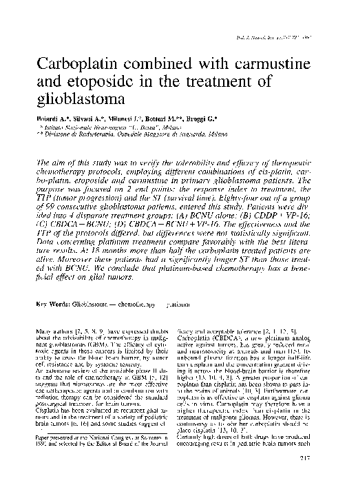 (PDF) Carboplatin combined with carmustine and etoposide in the ...