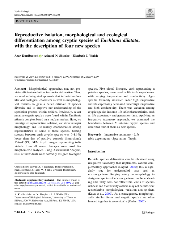 (PDF) Reproductive isolation, morphological and ecological ...