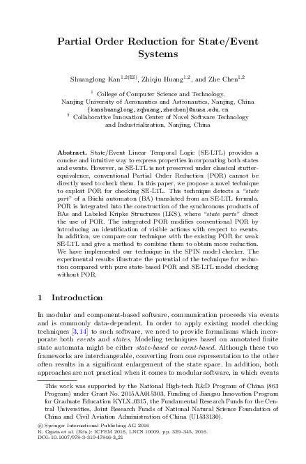 (PDF) Partial Order Reduction for State/Event Systems