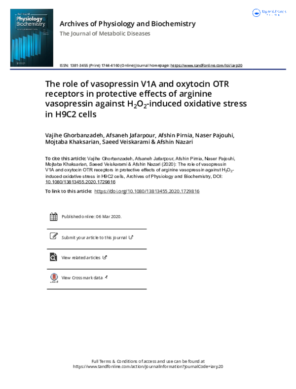(PDF) The role of vasopressin V1A and oxytocin OTR receptors in ...