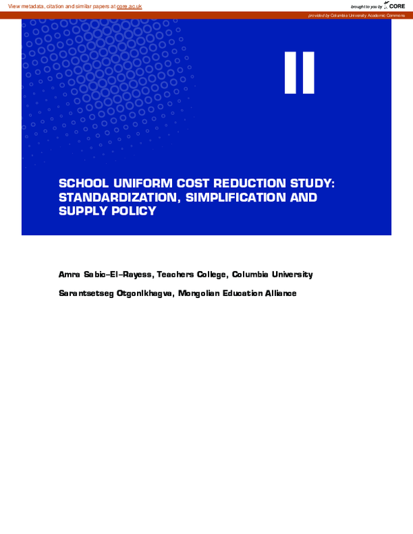 (PDF) School Uniform Cost Reduction Study Standardization