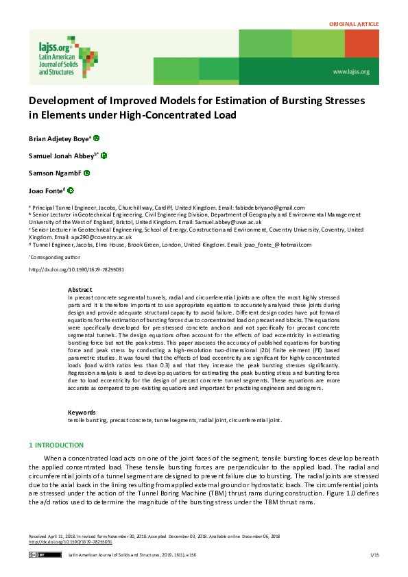 (PDF) Development of Improved Models for Estimation of Bursting ...