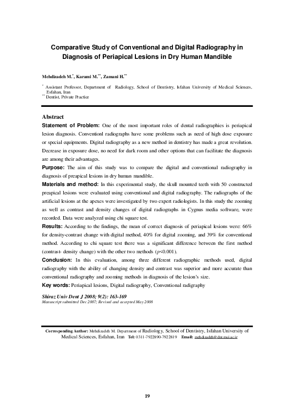 (PDF) Comparative Study of Conventional and Digital Radiography in ...