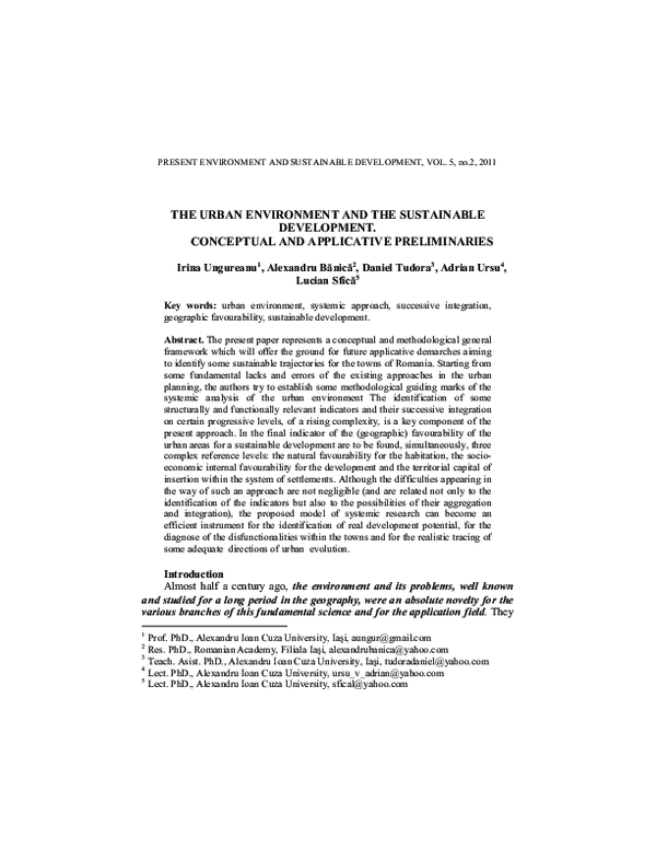 (PDF) The Urban Environment and the Sustainable Development. Conceptual ...