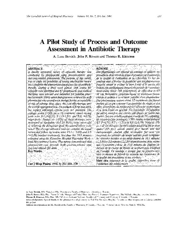 (PDF) A pilot study of process and outcome assessment in antibiotic therapy