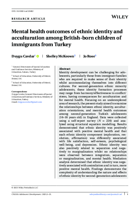 (PDF) Mental health outcomes of ethnic identity and acculturation among ...