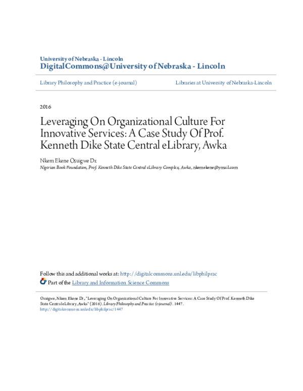 (PDF) Leveraging on organizational culture for innovative services: a ...