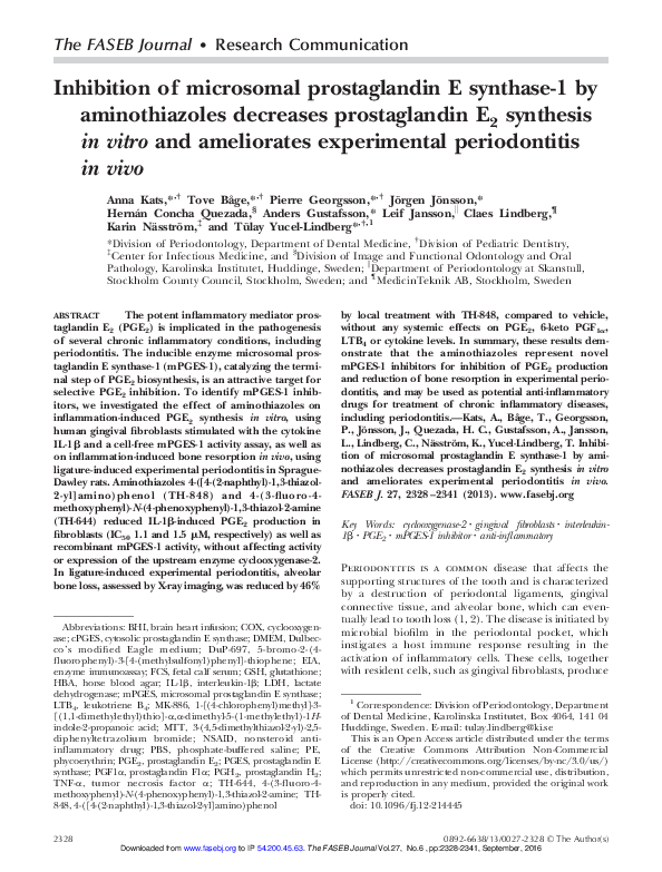 (PDF) Inhibition of microsomal prostaglandin E synthase‐1 by ...