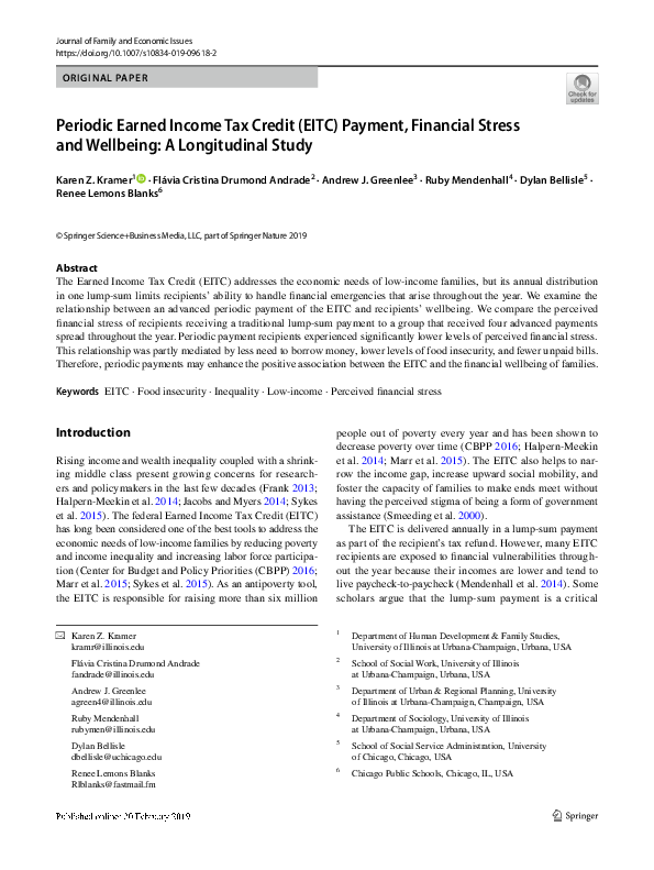 (PDF) Periodic Earned Income Tax Credit (EITC) Payment, Financial ...