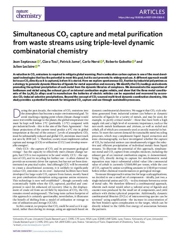 (PDF) Simultaneous CO2 capture and metal purification from waste ...